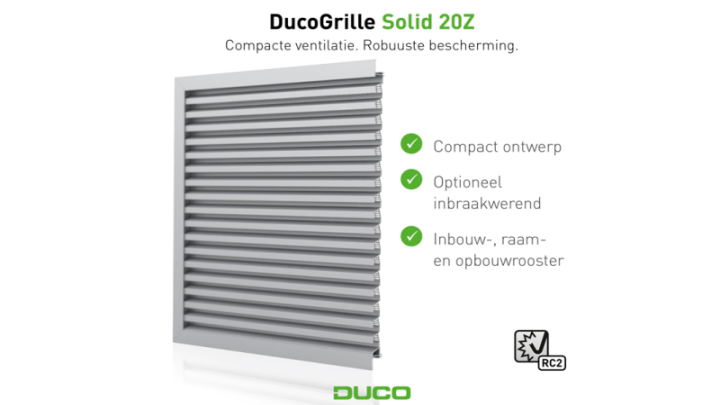 DucoGrille Solid 20Z - compacte ventilatie met robuuste inbraakwering